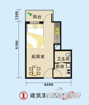 迷你新景1室1厅1卫48㎡户型图