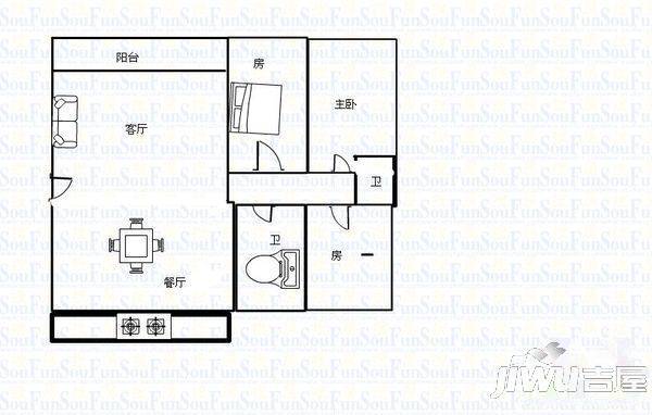 建银花园一区3室2厅2卫户型图