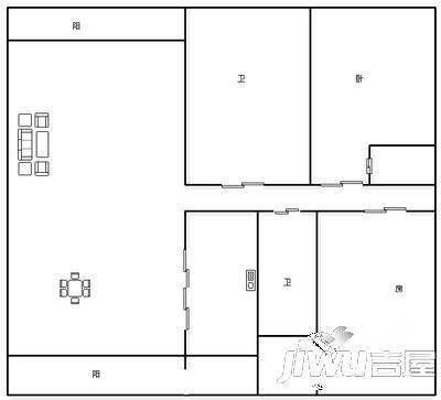 建银花园一区3室2厅2卫户型图