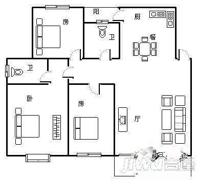 星光大道商品房3室2厅1卫户型图