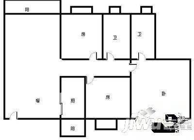 桂锦苑3室2厅2卫120㎡户型图
