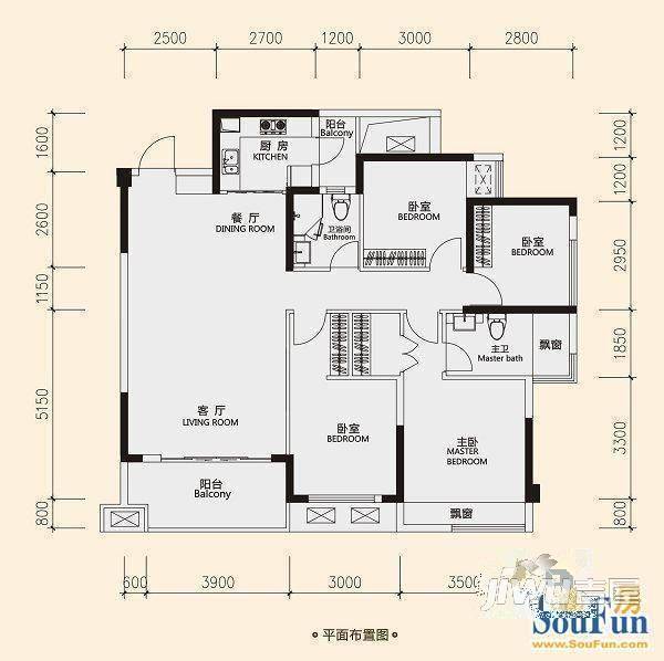 仙葫半岛闲居6室2厅2卫户型图