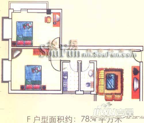 东葛华都2室1厅1卫78.4㎡户型图