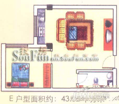 东葛华都1室1厅1卫32㎡户型图