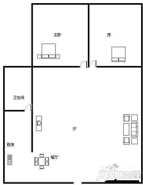 未来小区3室2厅1卫100㎡户型图