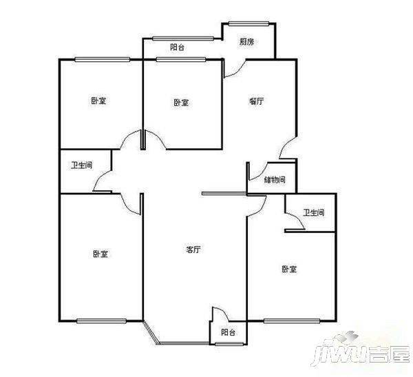 向南居金溪园3室2厅2卫户型图