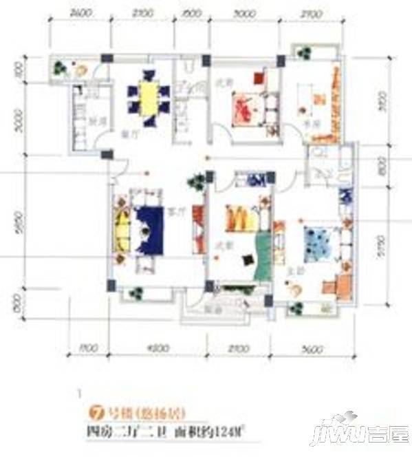 城市碧园3室2厅2卫108㎡户型图