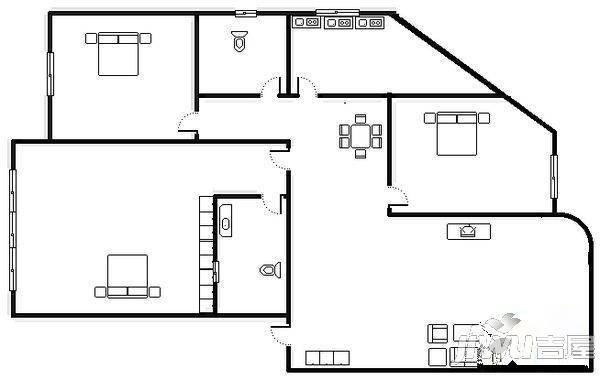 外滩新城3室2厅2卫户型图