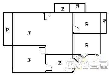 外滩新城3室2厅2卫户型图