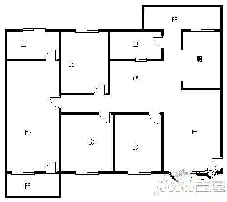 富达花园3室2厅2卫户型图