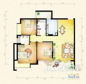 富达花园3室2厅2卫户型图