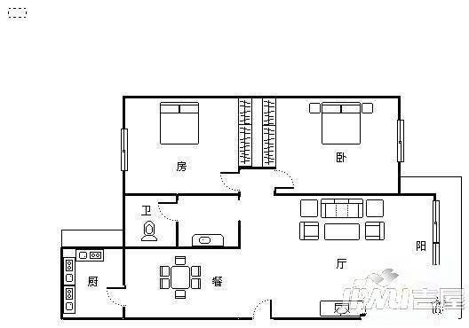 宇达花园3室2厅2卫户型图