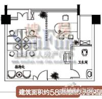 金湖帝景1室1厅1卫58㎡户型图