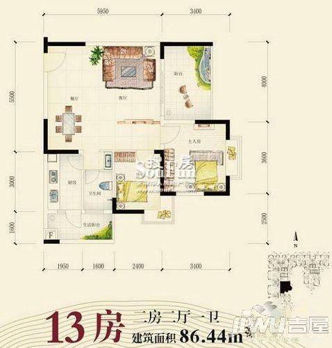 德瑞花园3室2厅2卫户型图