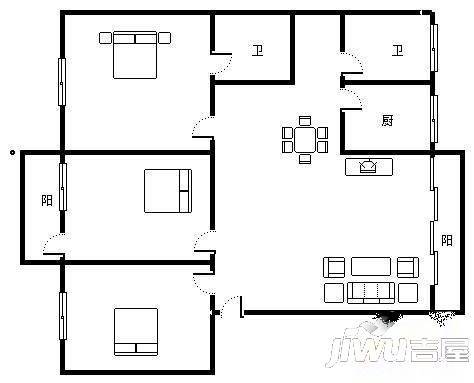 望仙坡3室2厅2卫户型图