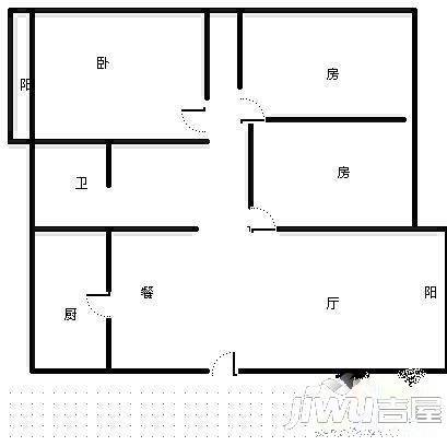 公安局长湖生活区3室2厅1卫户型图