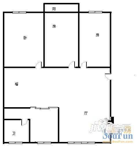 公安局长湖生活区3室2厅1卫户型图