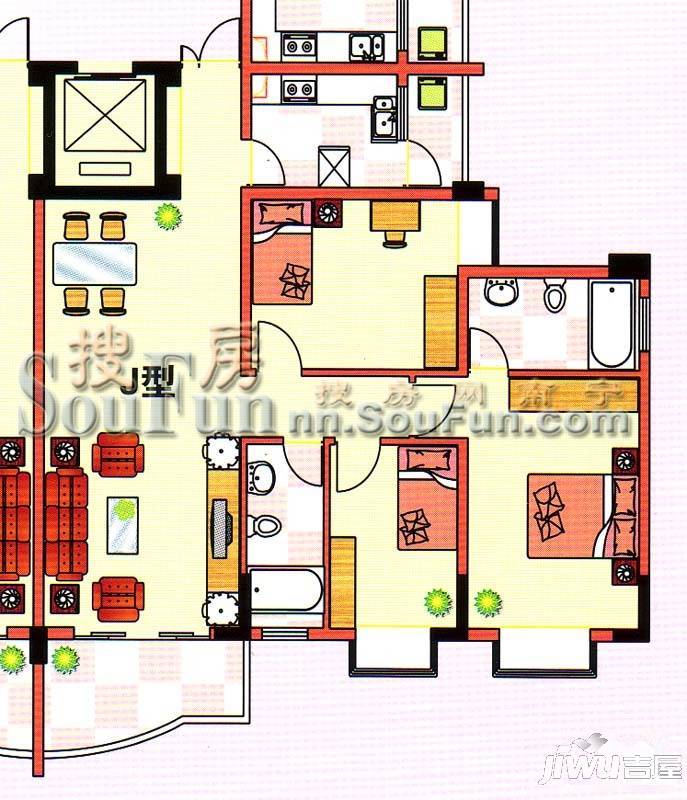 翠岭居3室2厅2卫112㎡户型图