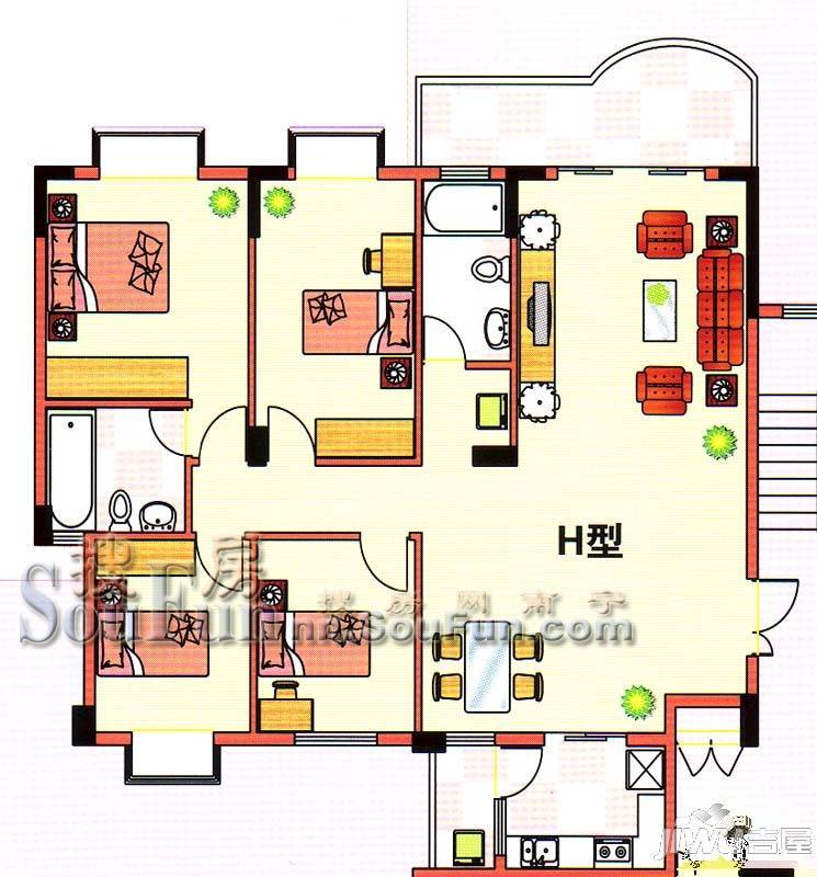 翠岭居4室2厅2卫140㎡户型图