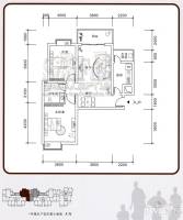 A派公馆2室2厅1卫84㎡户型图