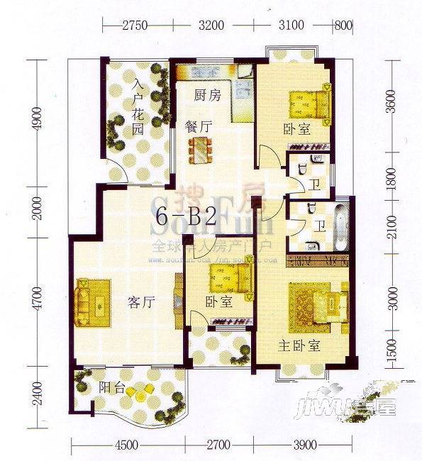 山水方园2室2厅0卫103.1㎡户型图