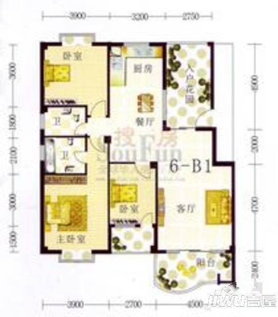 山水方园2室2厅0卫103.1㎡户型图