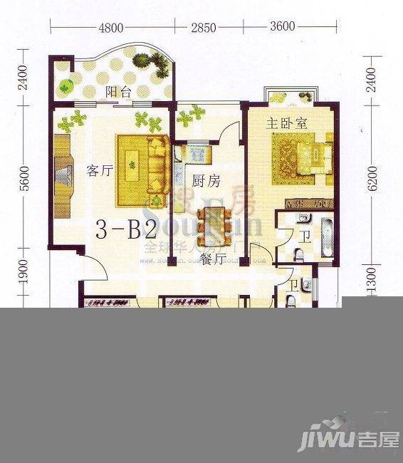 山水方园2室2厅0卫103.1㎡户型图