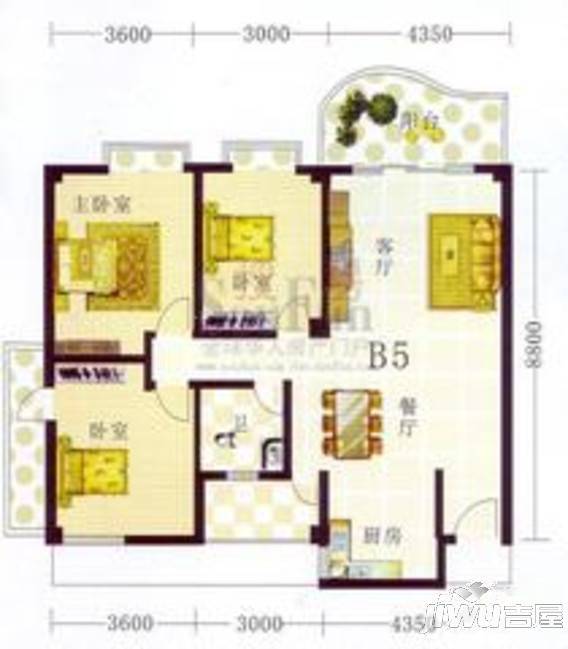 山水方园2室2厅0卫103.1㎡户型图