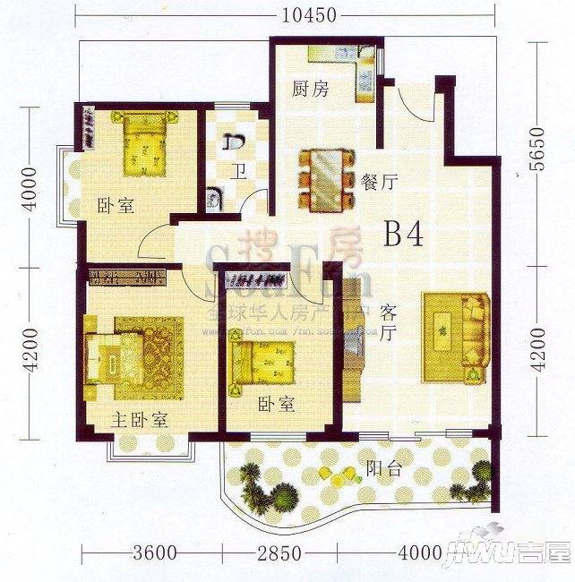 山水方园2室2厅0卫103.1㎡户型图