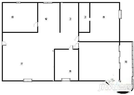 外滩新城3室2厅2卫户型图