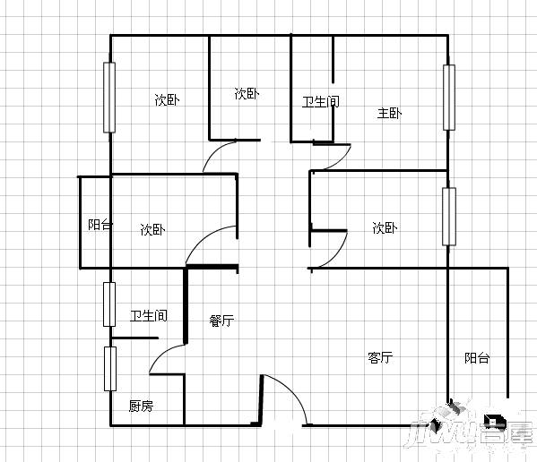 保利凤翔花园3室2厅1卫104.8㎡户型图