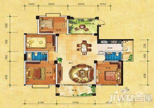 新竹路气象小区3室2厅2卫户型图