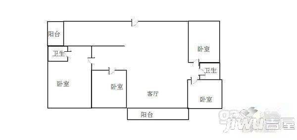 荷塘月色3室2厅1卫97.7㎡户型图