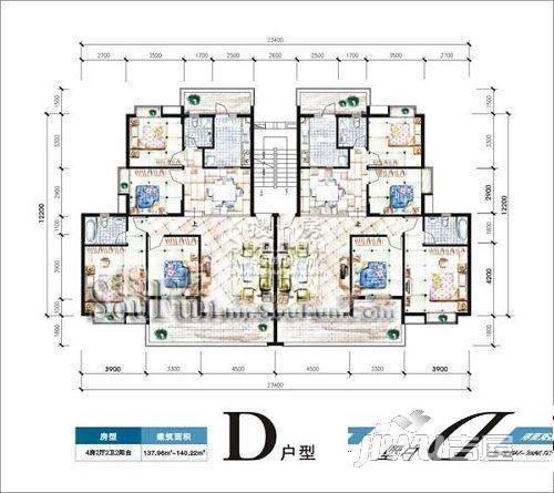 云星尚雅名都4室2厅2卫140.2㎡户型图