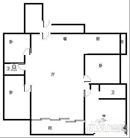 德瑞花园3室2厅2卫户型图