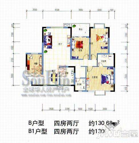 永凯春晖花园4室2厅2卫130.7㎡户型图