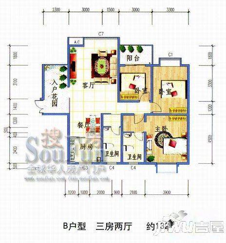 永凯春晖花园3室2厅2卫户型图