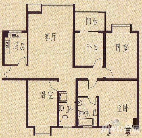 永凯春晖花园3室2厅2卫户型图