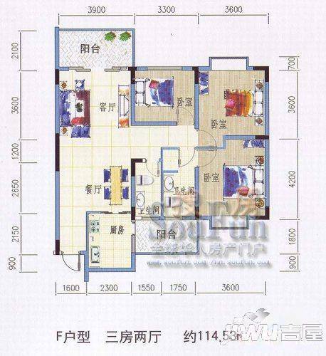 永凯春晖花园3室2厅2卫户型图