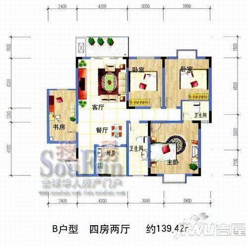 永凯春晖花园3室2厅2卫户型图