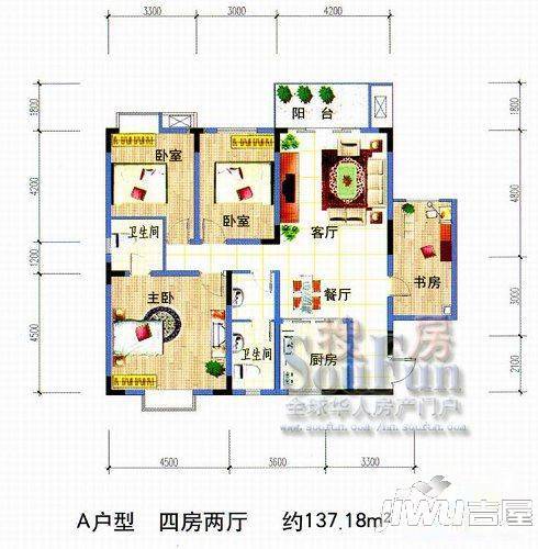 永凯春晖花园3室2厅2卫户型图