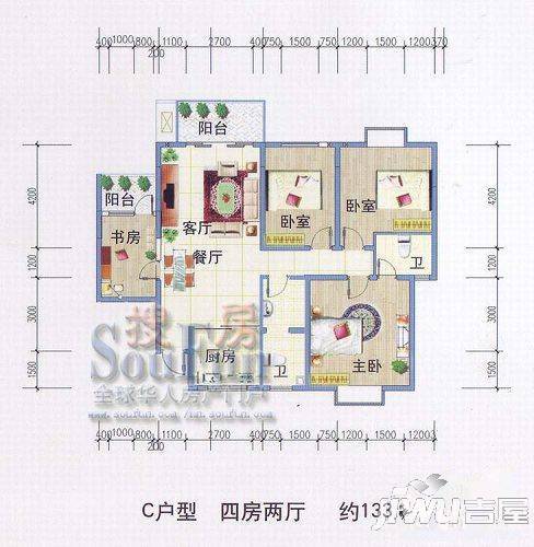 永凯春晖花园3室2厅2卫户型图