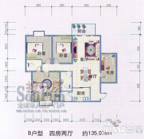 永凯春晖花园3室2厅2卫户型图