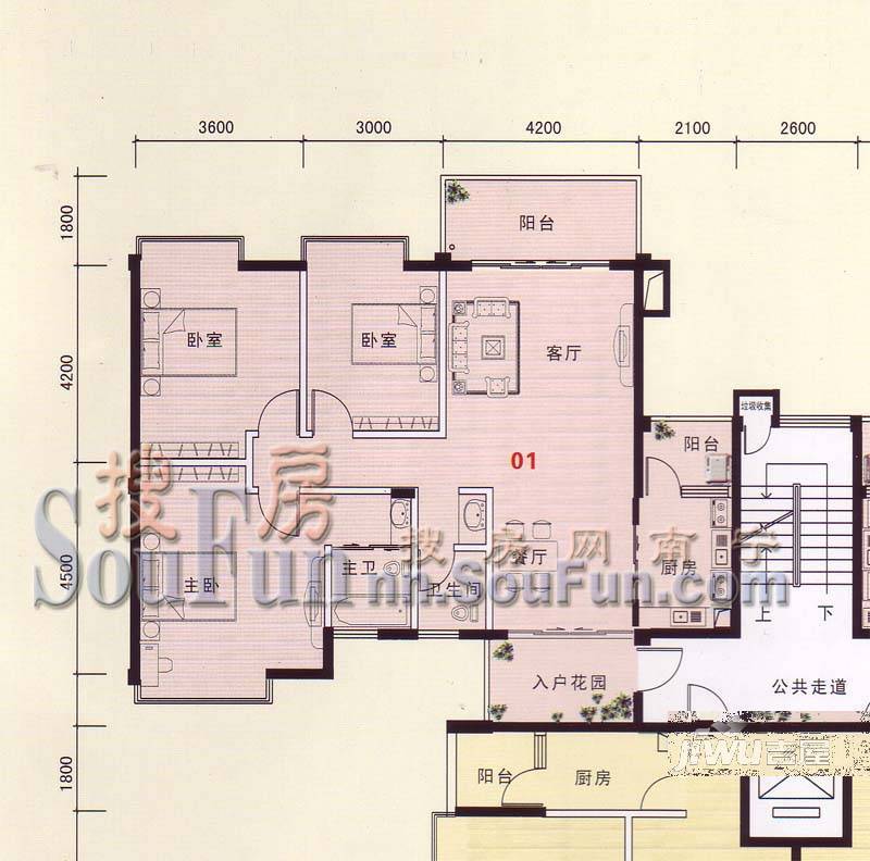 同和华彩上湾3室2厅2卫118.6㎡户型图