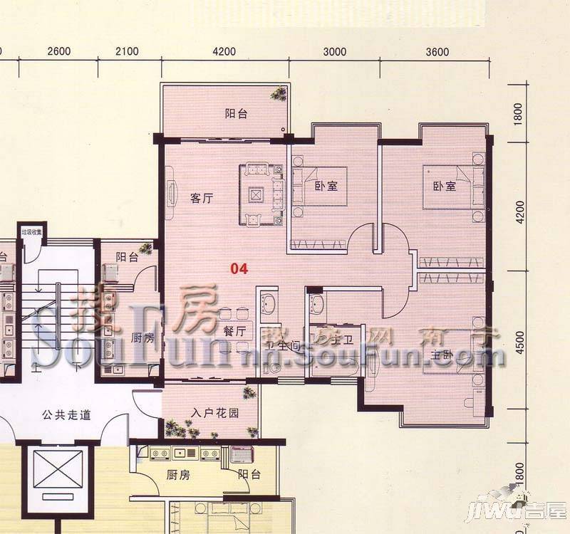 同和华彩上湾3室2厅2卫118.6㎡户型图