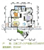 棕榈湾3室2厅2卫120㎡户型图