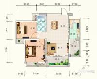 国田秋月蓝湾2室2厅1卫75.5㎡户型图