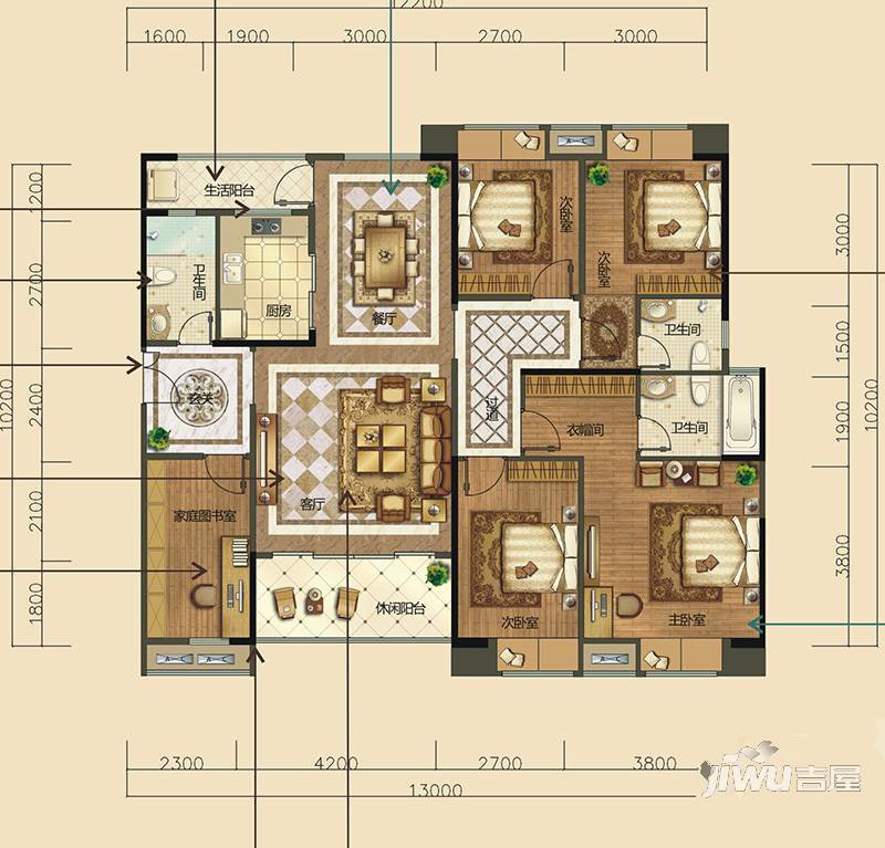 塞纳左岸普通住宅122.4㎡户型图