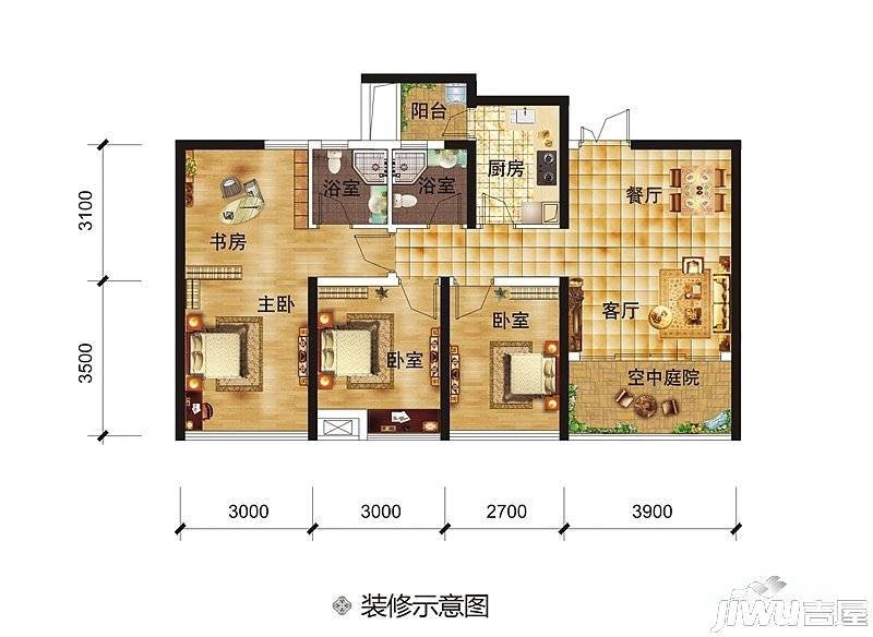 南宁宝能城市广场4室2厅2卫93㎡户型图