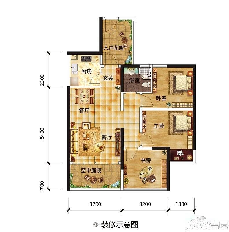 南宁宝能城市广场3室2厅1卫80㎡户型图